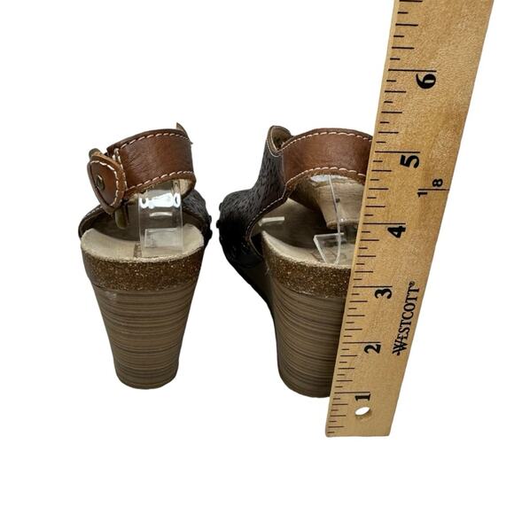 PIKOLINOS Benissa Sandal Womens 38/US 7/7.5 Brown Leather Slingback Wedge Buckle - Picture 4 of 15